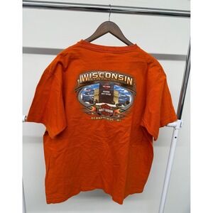 Harley Davidson Wisconsin Pocket T Shirt Orange Size 2x